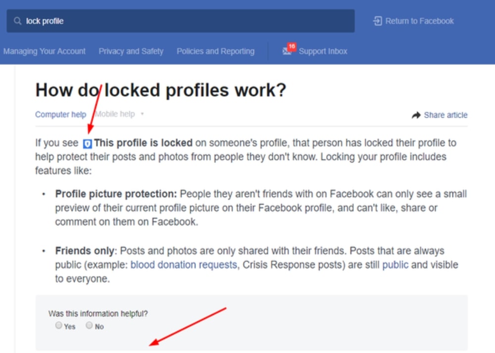 lock my facebook profile