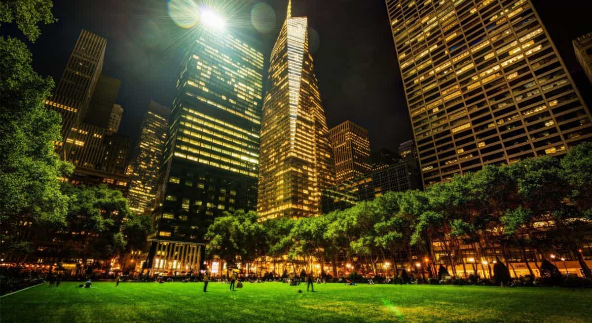 New York city park at night 