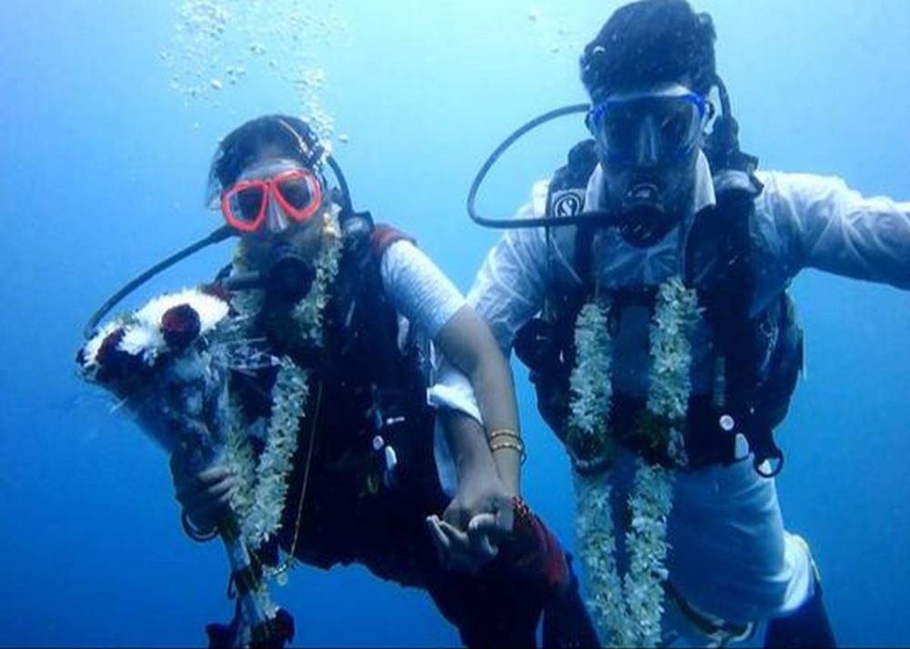 underwater wedding ceremony