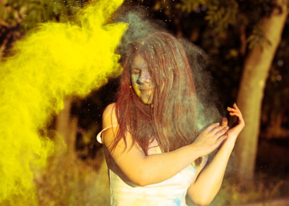 A Girl Playing Yellow Colour