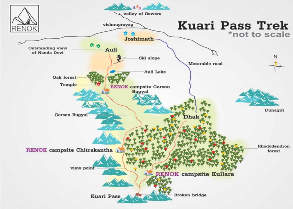 the kuari pass trek route map