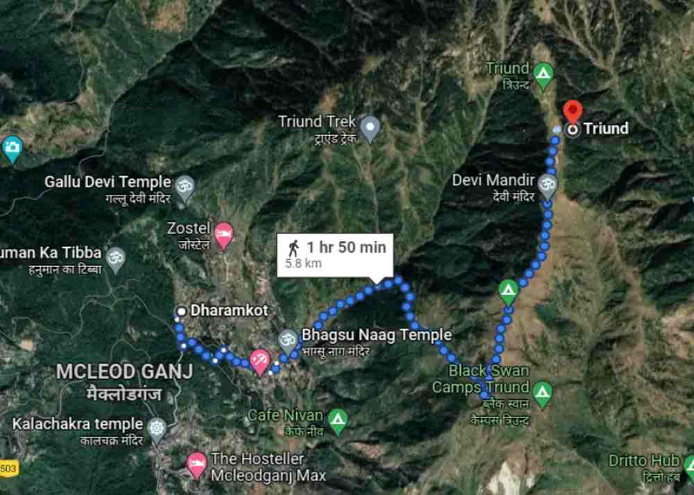 triund trek route map