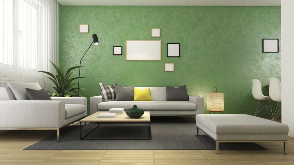 living room wall painting olive green