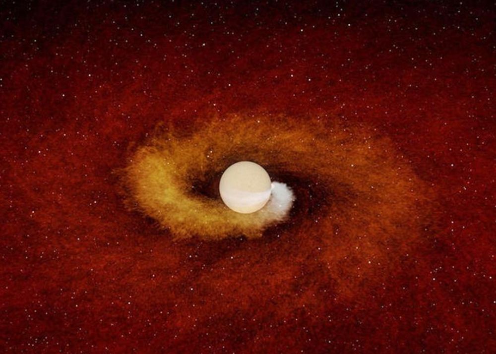 Red giant star Swallow Nearby Planet
