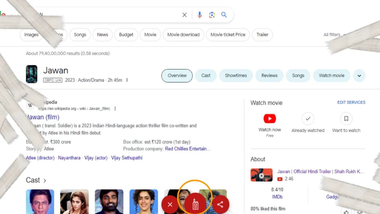 Search Jawan on Google India