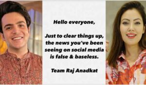 Munmun Dutta and Raj Anadkat dismissed rumors of their alleged engagement in Vadodara hours after the news surfaced online.
